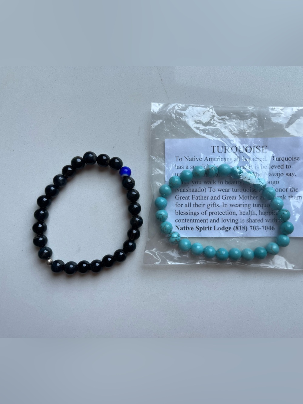 Beaded Turquoise Bracelet & Black Onyx Stretch Set - NEW / never worn